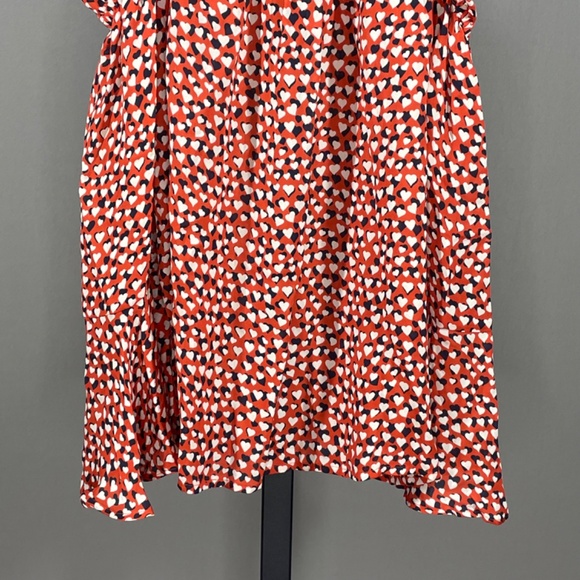 NEW J Crew Shirt Womens 0 red black silk satin heart off shoulder preppy blouse - Picture 3 of 12